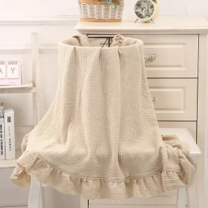 Ruffled Muslin Baby Swaddle Blankets for New Born Infant