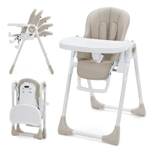 Foldable Baby High Chair with Adjustable Height, 5 Recline Positions